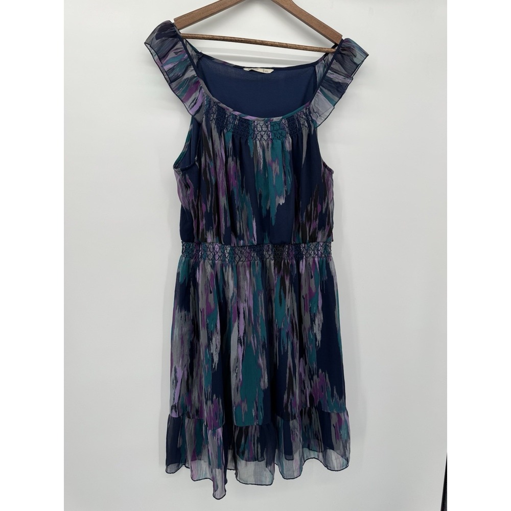 OLD NAVY Fairy Watercolor Sheer Dress Ruffle sleeves XL Midi Summer flowy